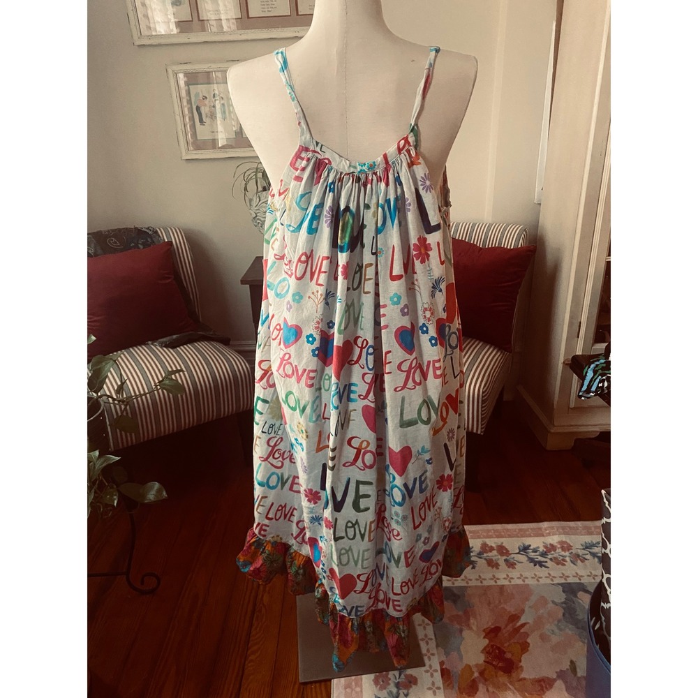 Paper Lace Boho Love Heart Ruffle Hem Sundress gray cottage core festival Sz L - Picture 6 of 8